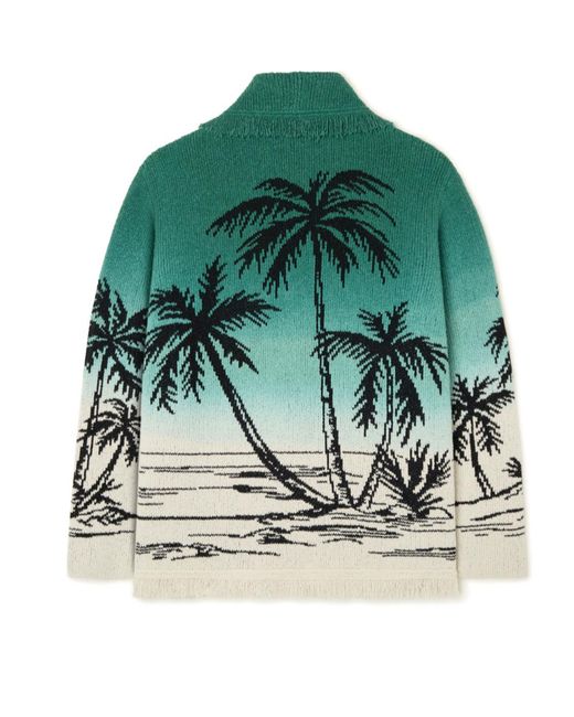 Alanui Green Wave Bloom Cardigan for men
