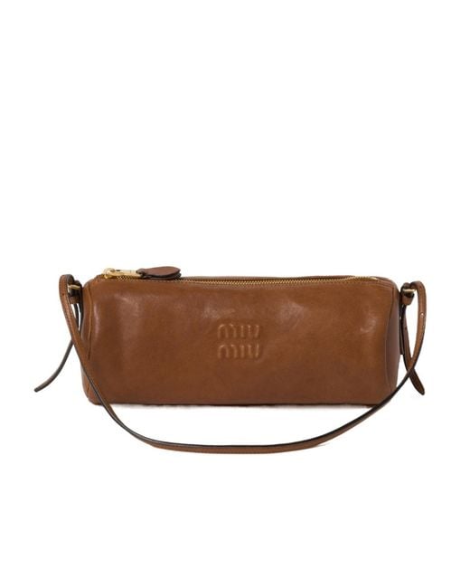 Miu Miu Brown Napa Leather Shoulder Bag