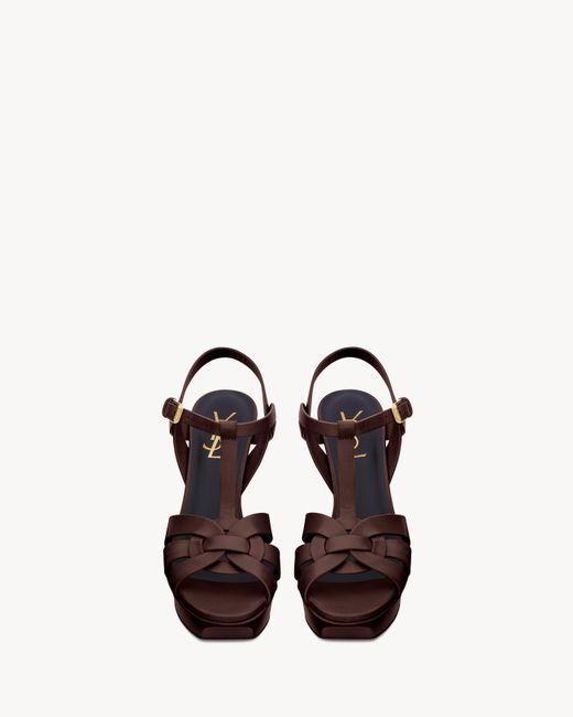 Saint Laurent Brown Tribute Platform Sandals