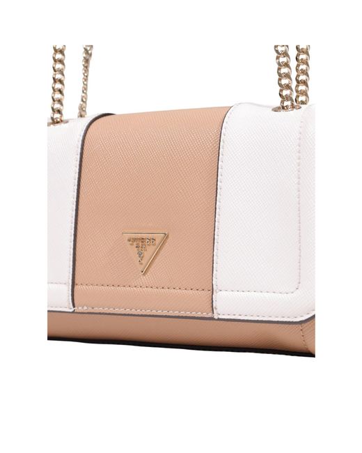 Guess White Noelle Saffiano Mini Crossbody
