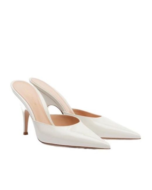 Gianvito Rossi White Patent Leather Mules