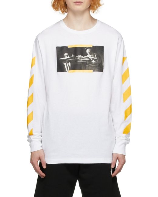 Off-White c/o Virgil Abloh White Caravaggio Painting Printed Crewneck T-Shirt for men