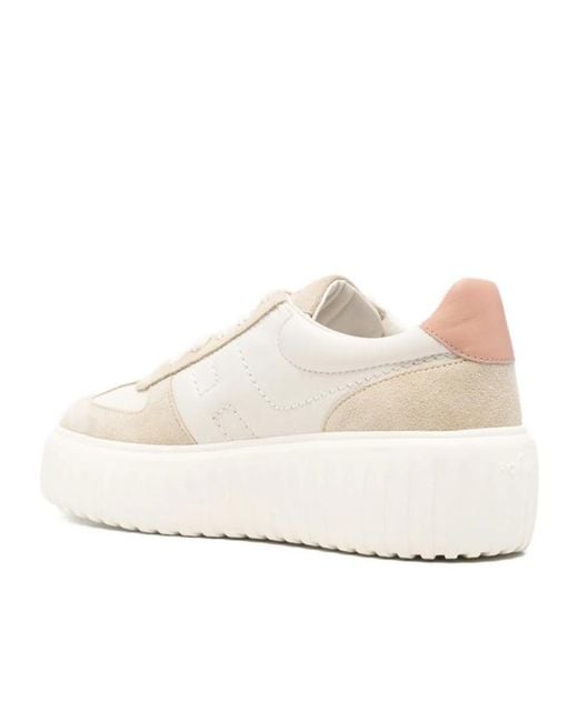 Hogan White H-Stripe Platform Laxe-Up Sneakers