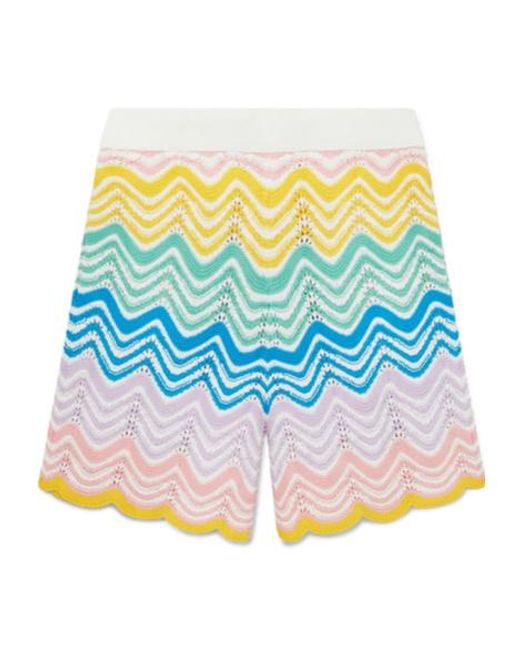 Casablanca Blue Gradient Wave Knit Shorts for men