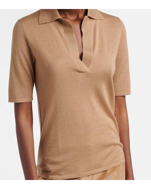 Gabriela Hearst Natural Casius Cashmere And Silk Polo Shirt