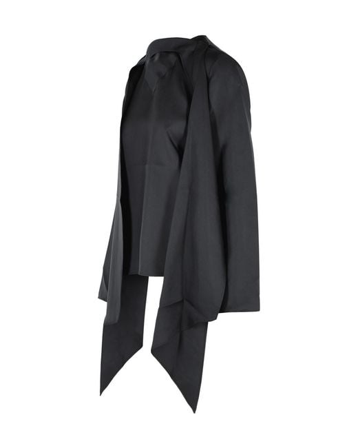 Loulou de Saison Black Gala Silk-Twill Blouse