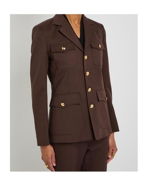 Nili Lotan Brown Wool Long-Sleeved Casual Jacket
