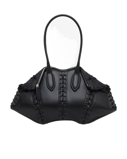 McQueen Black Manta Lace-Up Shoulder Bag