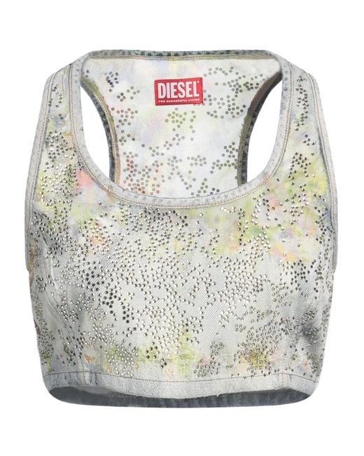 DIESEL Gray Multi-Color Cropped Denim Vest