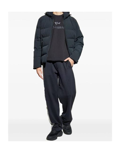 Paul & Shark Blue Hooded Down Jacket for men