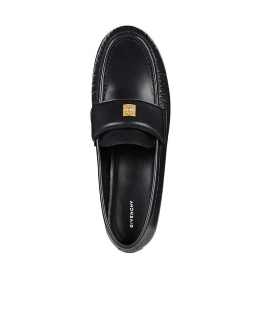 Givenchy Black 4G Logo Plaque Round-Toe Loafers