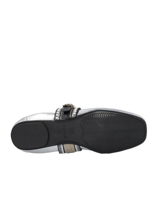 Pinko White Pearl-Embellished Buckle Ballet Flats