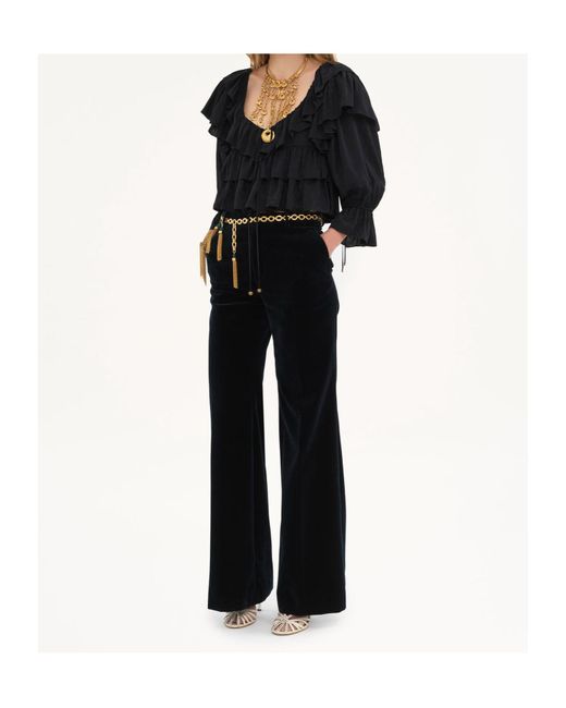 Chloé Black Chloé Ruffled Cropped Blouse