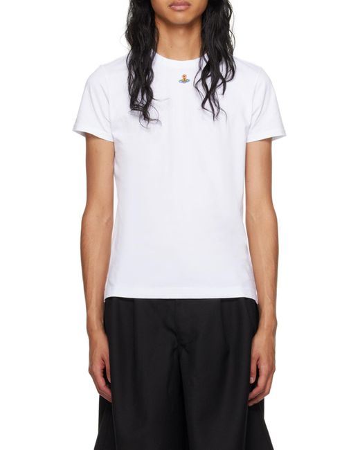 Vivienne Westwood White Orb Logo-Embroidered Crewneck T-Shirt for men