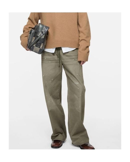 Acne Gray Washed Cotton Trousers for men