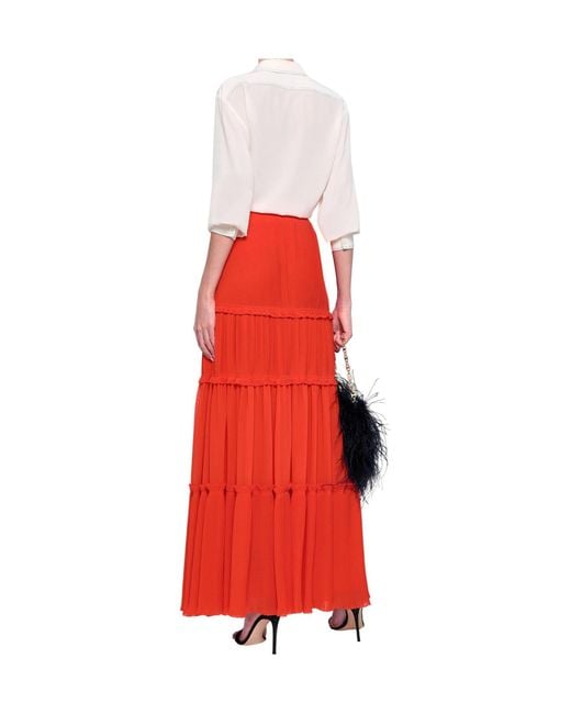 Tory Burch Red Ruffled Skirt