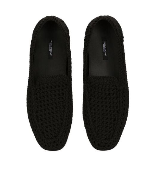 Dolce & Gabbana Black Woven Loafers for men