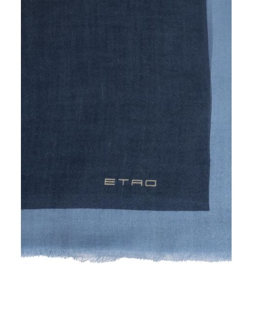 Etro Blue Patterned Scarf
