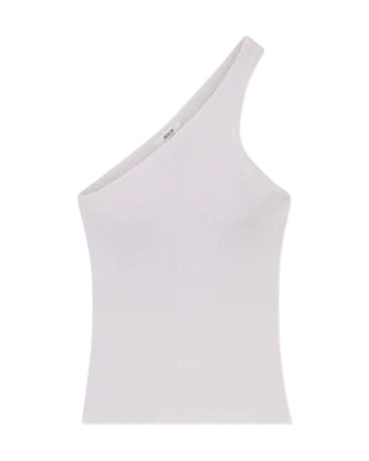 Agolde White One-Shoulder Ribbed Tank Top
