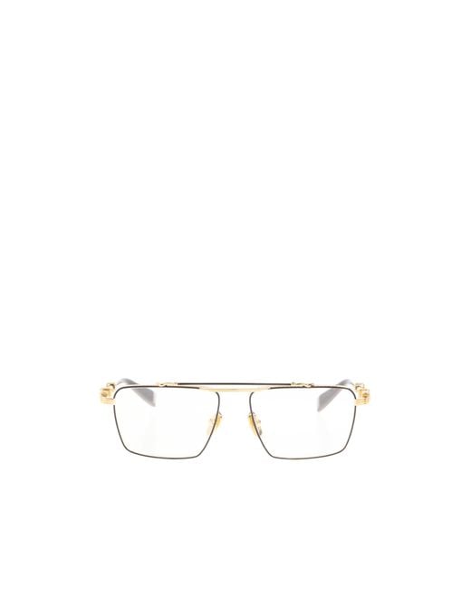Balmain White Eyewear Rectangle Frame Glasses for men