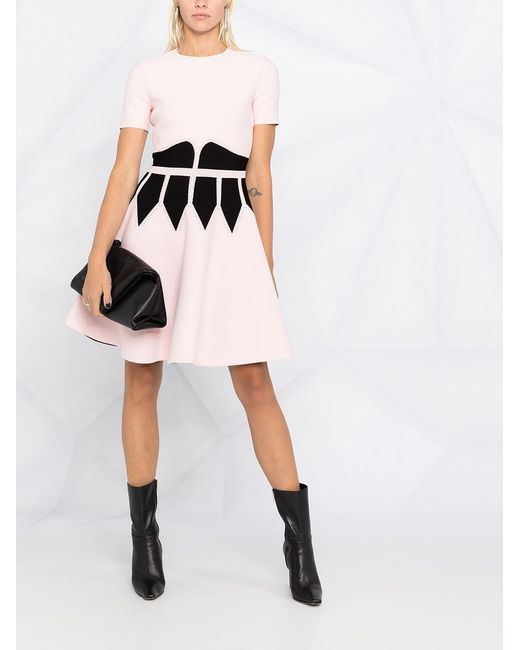 McQueen Pink Round-Collar Short-Sleeve Dress