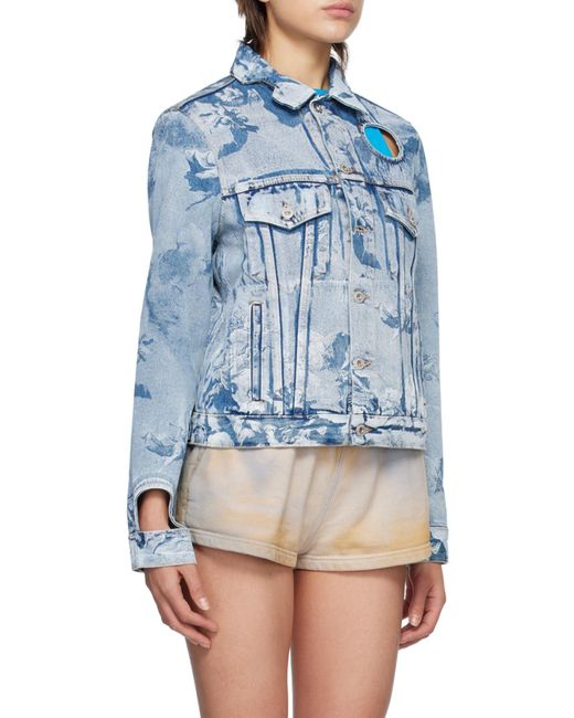 Off-White c/o Virgil Abloh Blue Cut-Out Long-Sleeved Denim Jacket
