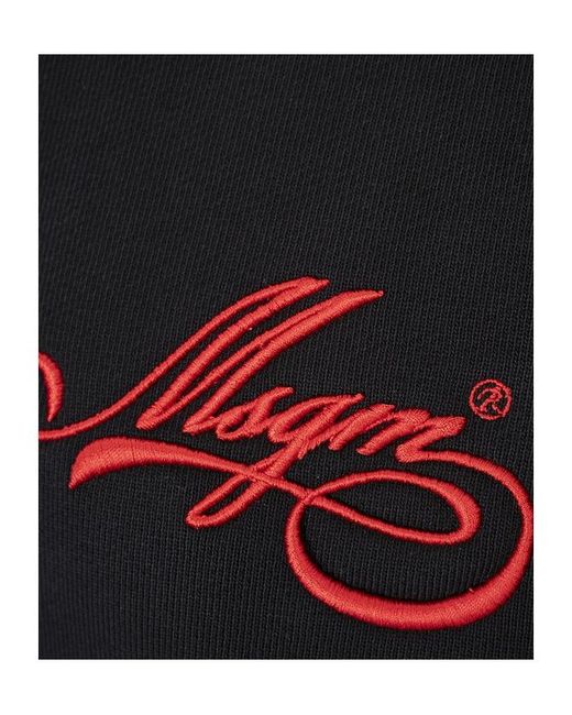 MSGM Black Logo Embroidered Crewneck Sweatshirt