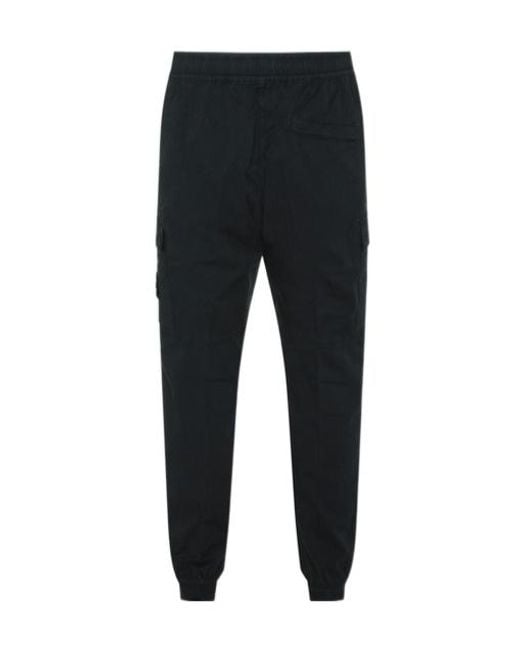 Stone Island Black Stretch-Tc Twill Cargo Pants for men