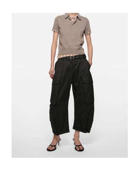 Acne Gray Layered Knitted Polo Shirt