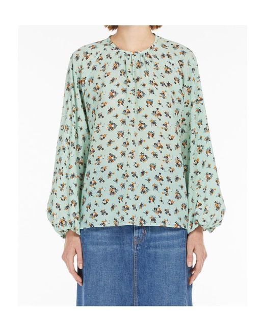 Weekend by Maxmara Green Silk Crêpe De Chine Blouse