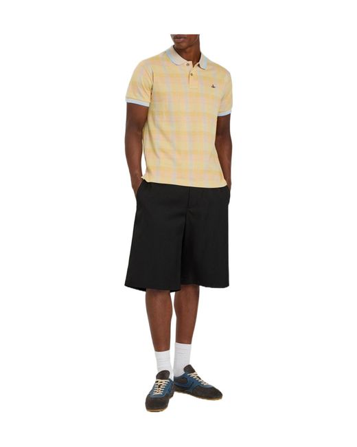 Vivienne Westwood Yellow Cotton Plaid Polo Shirt for men
