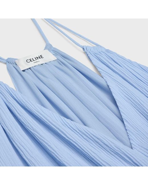 Céline Blue Embroidered Long Dress