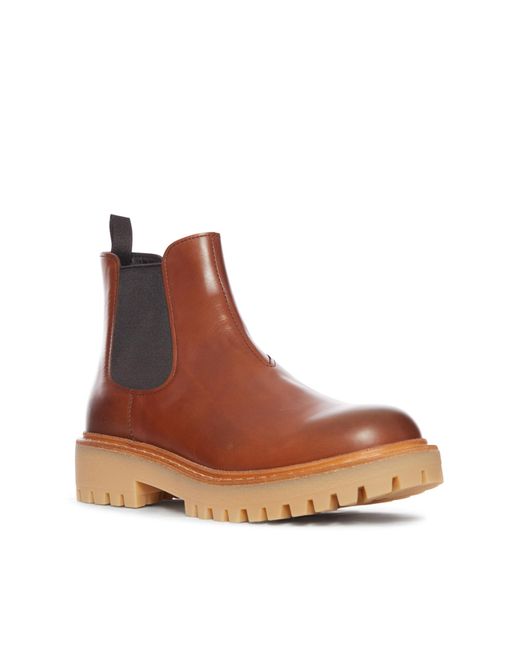 Prada Brown Elastic-Panel Leather Chelsea Boots for men