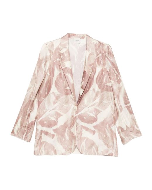 Alysi Natural Printed Collared Jacket