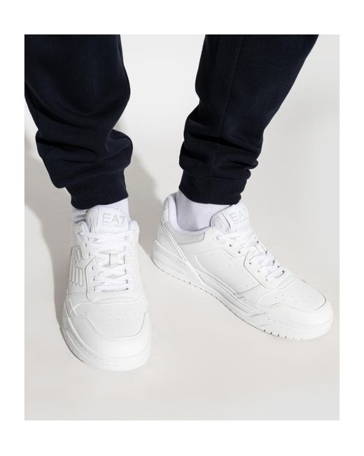 EA7 White Panelled Lace-Up Sports Shoes for men