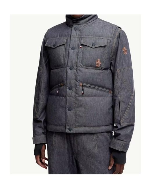 Moncler Blue Grenoble Krachan Down Denim Vest for men