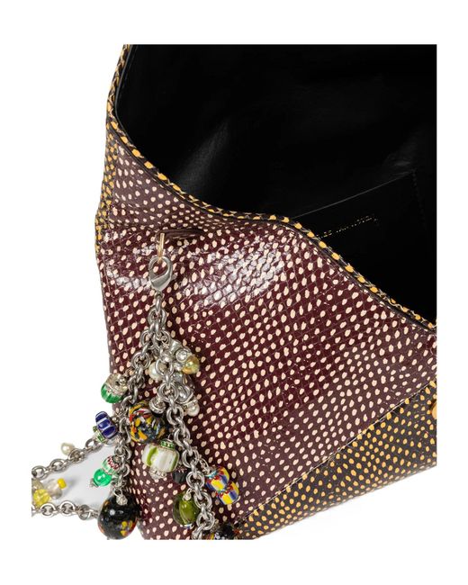 Dries Van Noten Brown Dot Patterned Large Envelope Shoulder Bag