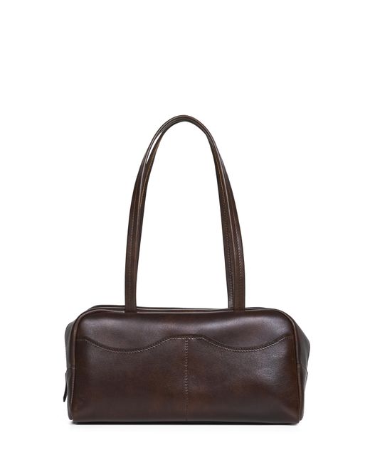 Prada Brown Box Large Antiqued Leather Top-Handle Bag