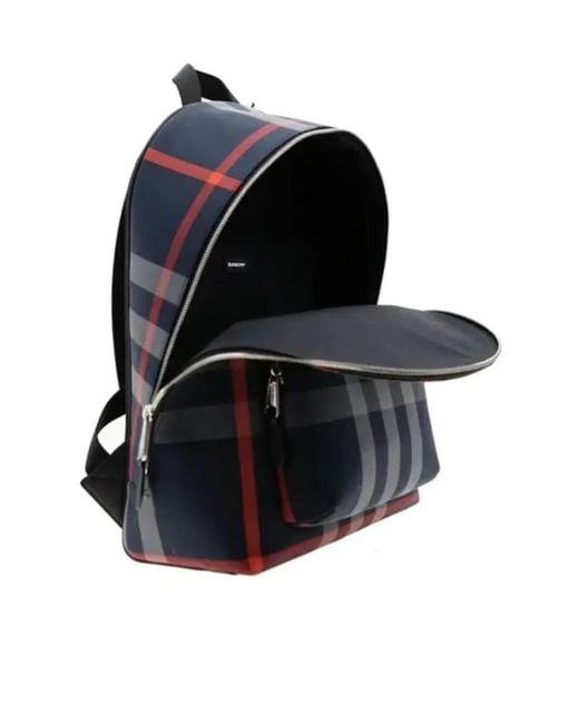 Burberry Blue Check Pattern Zip-Around Backpack for men