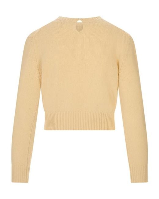 Jil Sander Natural Cropped Crew Neck Knitted Jumper