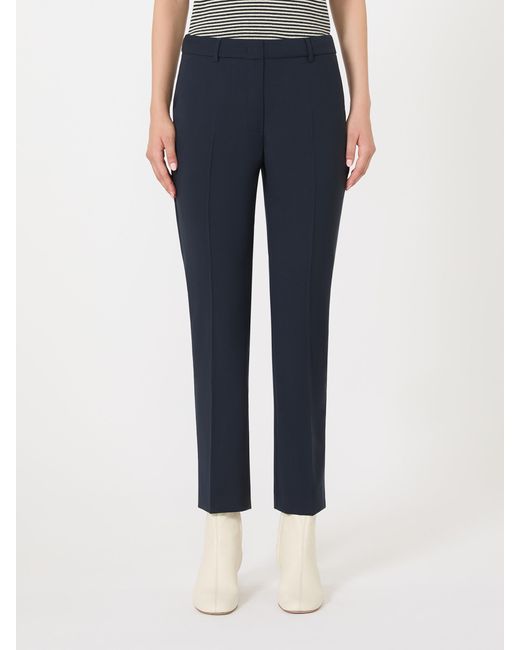 Weekend by Maxmara Blue Woollen Cloth Cigarette Trousers