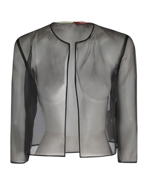 Max Mara Gray Studio Mseabitata Organza Cropped Jacket