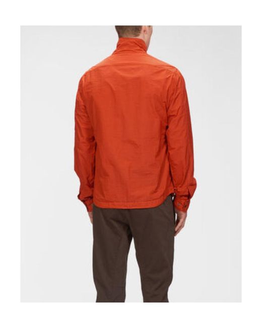 C P Company Orange Logo-Patch Funnel Neck Jacket for men