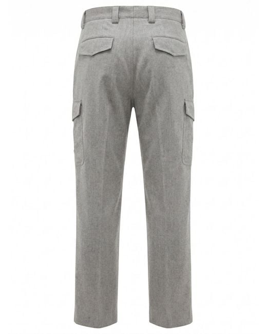 Brunello Cucinelli Gray Wool Cargo Pants for men