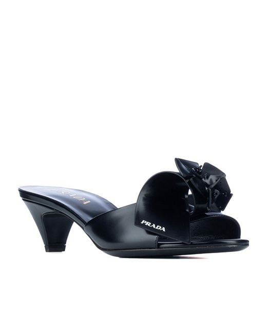 Prada Blue Low-Heeled Slip-On Sandals