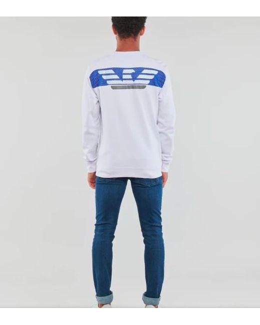 EA7 Blue Round-Necked Logo Sweater for men
