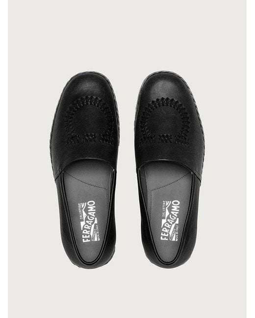 Ferragamo Black Logo Flats for men