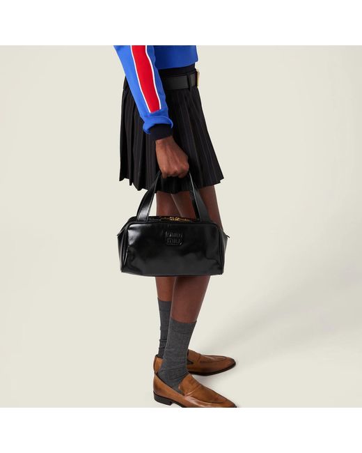 Miu Miu Black Pleated Pinstripe Miniskirt
