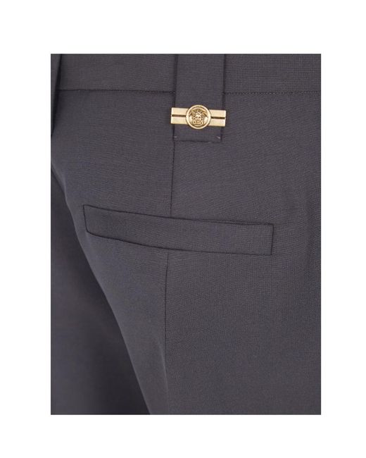 Versace Blue Pleated Tailored Trousers