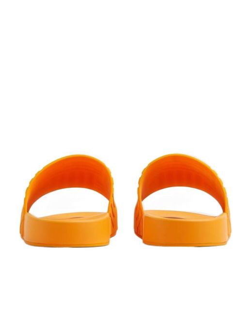 Bottega Veneta Orange Flat Slide Sandals
